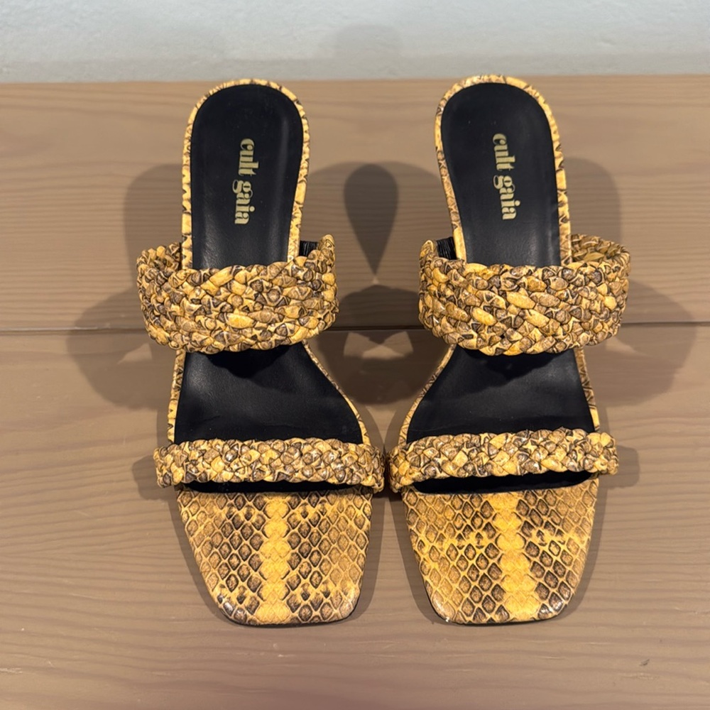 Cult Gaia KAL SANDAL CANARY Yellow/Brown/Black SD1808SK Size 6.5 Women's Sandals